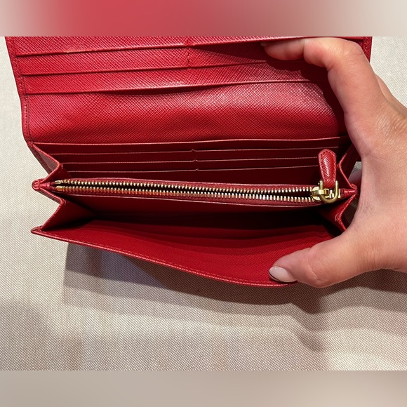 Authentic Prada Saffiano Bow Red Leather Wallet - Picture 7 of 13